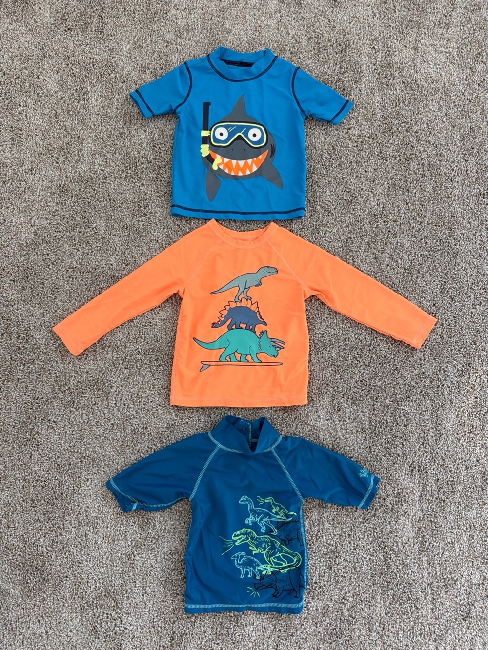 Boys 2T Swim Rashguard Shirt Set 3 Pieces BabyGap Carters Dinosaur Shark